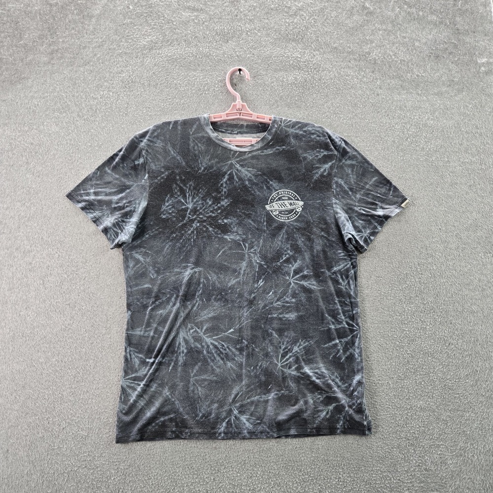 VINTAGE Vans Men Shirt LARGE Black Graphic USA Logo Short Sleeve